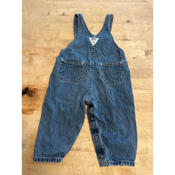 OshKosh BGosh Denim Overalls Vintage Baby Toddler 18M Classic Distressed - Picture 2 of 6